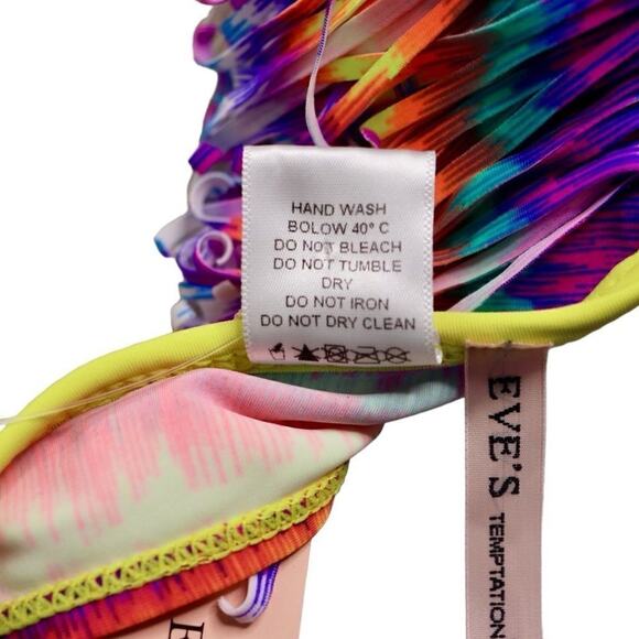 Eve's Temptation Psychedelic Fringed Push Up Bikini Swimsuit SMALL NEW Hyperpop - Picture 12 of 15
